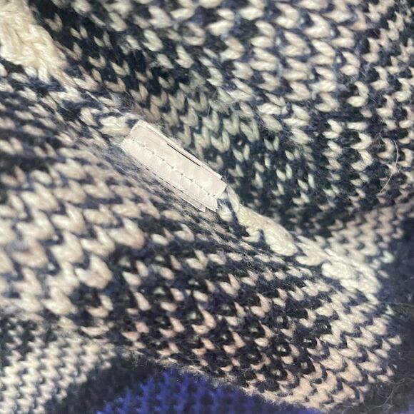 Lucky Brand Sweater Womens Small Blue Cardigan Geo Print Chunky Knit Cozy Pocket - Picture 7 of 10